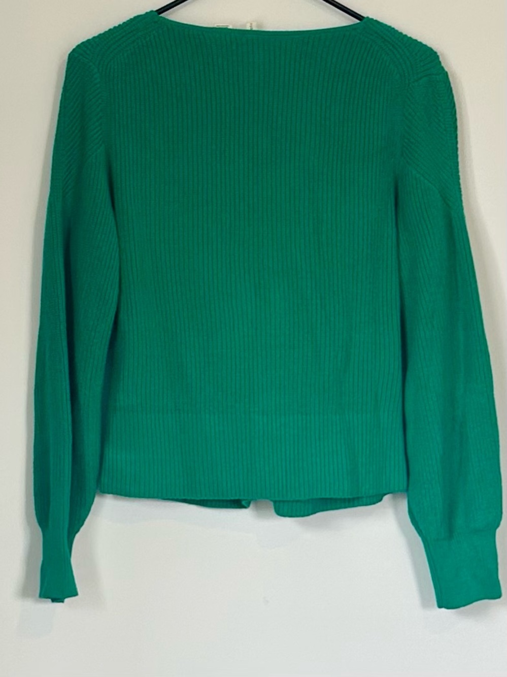 Anthropologie Moth Emerald Green V-Neck Faux Wrap Sweater - Size: LP - Picture 5 of 6